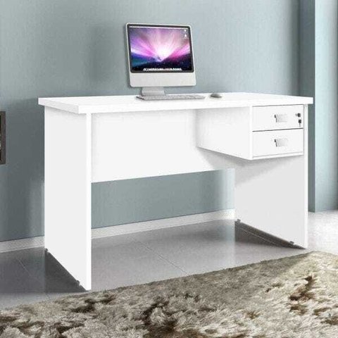Escrivaninha 2 Gavetas com Chave 120cm Taurus J&a Móveis Branco
