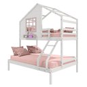 Ver imagem 5 de Beliche Casinha com Janela Casal/solteiro Madeira Maciça Branco/ Rosa Housin