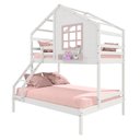 Ver imagem 2 de Beliche Casinha com Janela Casal/solteiro Madeira Maciça Branco/ Rosa Housin