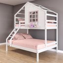 Ver imagem 1 de Beliche Casinha com Janela Casal/solteiro Madeira Maciça Branco/ Rosa Housin