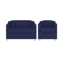 Ver imagem 1 de Kit 02 Poltronas Reforçada Clinica + Namoradeira Suede Tilla Cor:azul Marinho