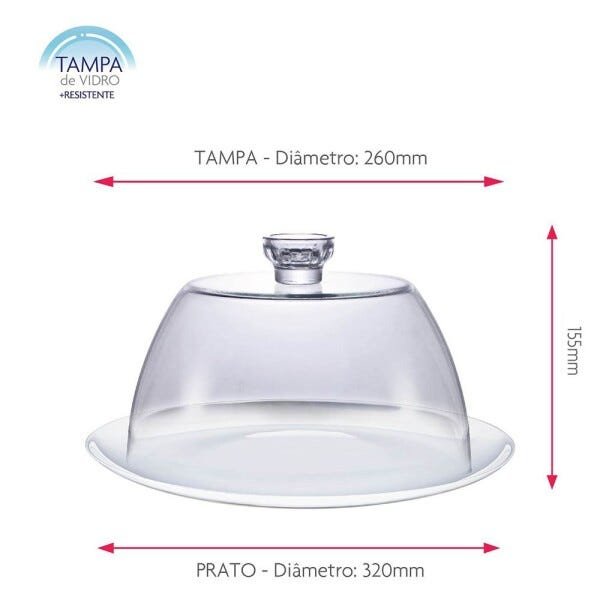 Prato de Vidro Opaline Branco White com Tampa Ruvolo - 2