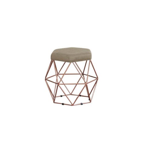 Puff Decorativo Onix Com Armação Bronze Para Sala Em Suede