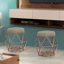 Ver imagem 3 de Puff Decorativo Onix Com Armação Bronze Para Sala Em Suede