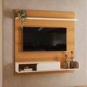 Ver imagem 1 de Painel Bancada Suspensa Estante Evo p/ TV 55" - HB Móveis:Cinamomo/Off White