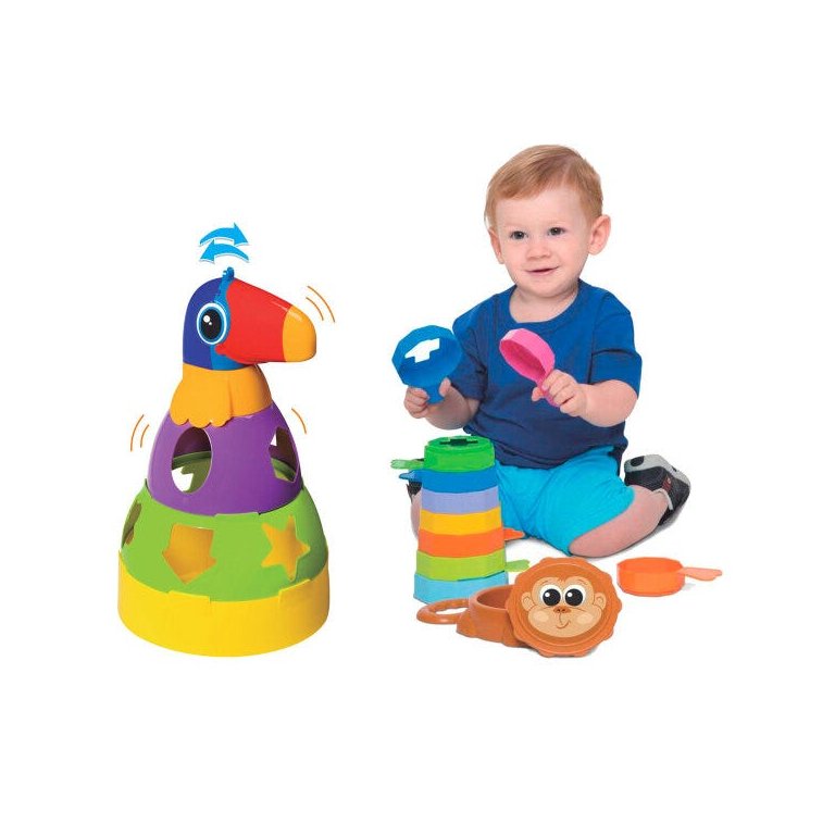 Kit de Brinquedos Educativos Tucano + Empilha Baby Macaco