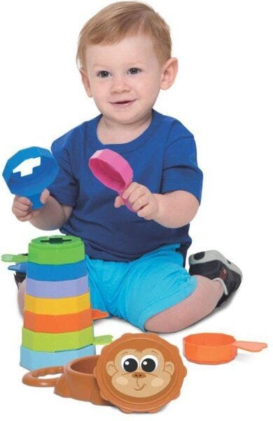 Kit de Brinquedos Educativos Barco + Empilha Baby Macaco - 5