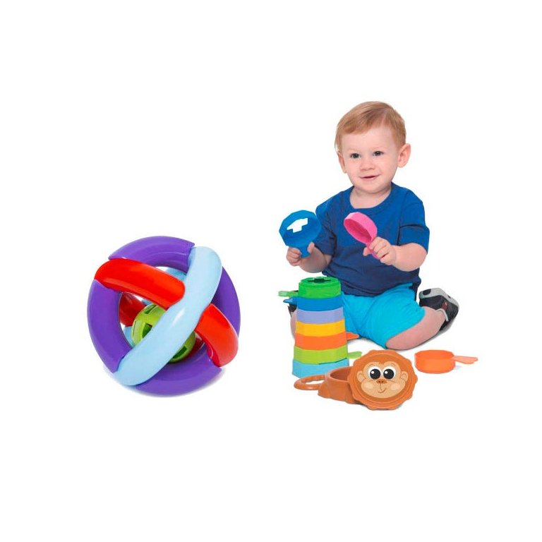 Kit de Brinquedos Educativos Bola + Empilha