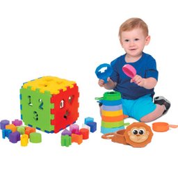 Kit de Brinquedos Educativos Cubo Didático + Empilha - 1