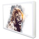 Ver imagem 2 de Quadro Decorativo Leões Selvagens em Moldura Caixa Tacolado Moldura Trad 1cm Madeira Escura com Vidr