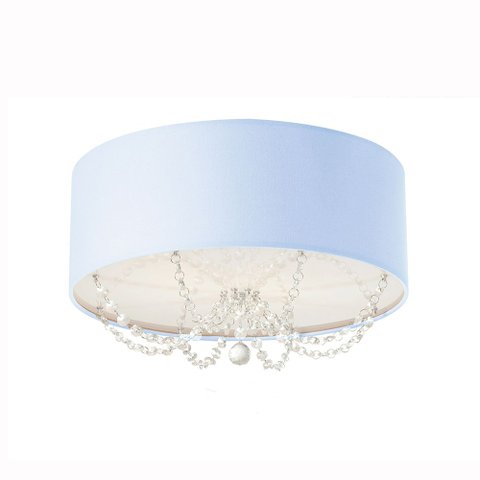Luminária Plafon com Cristais 40x15 Cilindrica Cor: Azul