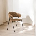 Ver imagem 4 de 2 Cadeira Jantar Decor Veneza Estofado Courissimo Marrom 45x81x54cm Pés Ferro