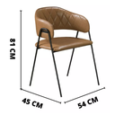 Ver imagem 3 de 2 Cadeira Jantar Decor Veneza Estofado Courissimo Marrom 45x81x54cm Pés Ferro