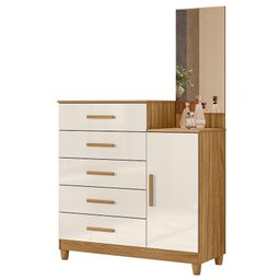 Guarda Roupa Casal Dhara e Cômoda Lisboa Freijó Off White - Moval - 5 Guarda Roupa Casal Dhara e Cômoda Lisboa Freijó Off White - Moval - 5