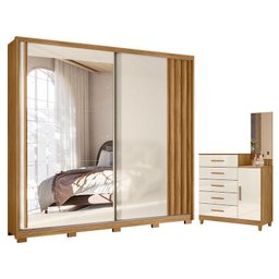 Guarda Roupa Casal Dhara e Cômoda Lisboa Freijó Off White - Moval - 1 Guarda Roupa Casal Dhara e Cômoda Lisboa Freijó Off White - Moval - 1