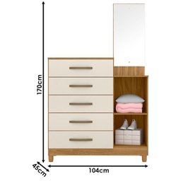 Guarda Roupa Casal Dhara e Cômoda Lisboa Freijó Off White - Moval - 3 Guarda Roupa Casal Dhara e Cômoda Lisboa Freijó Off White - Moval - 3