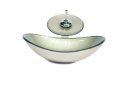 Ver imagem 1 de CUBA DE VIDRO OVAL 47CM CHAMPANHE + VALVULA + TORNEIRA CASCATA
