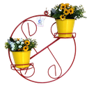 Ver imagem 1 de Suporte Ferro Plantas Redondo Colonial 2 Vasos Vermelho