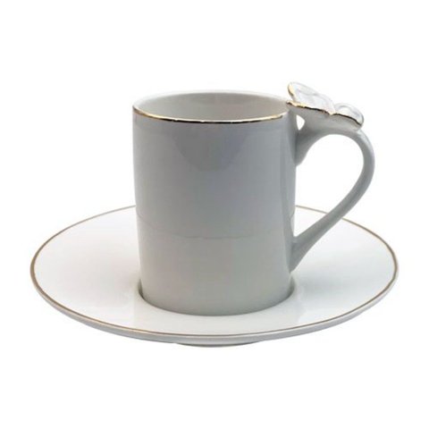 Jogo de 4 Xícaras de Café com Pires de Porcelana Ramoudie da L' Hermitage