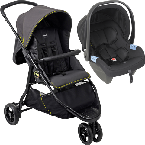 Carrinho de Bebe com Bebe Conforto Burigotto Cr3 Gray Neon