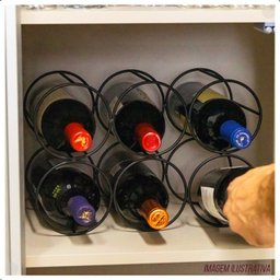 Adega de Vinho de Mesa Porta 6 Garrafas Empilhável de Aço - 6