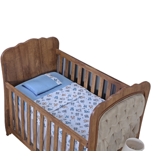 Kit de Berço Lençol + Fronha Percal de Algodão Menino Menina 3 Peças:urso Azul