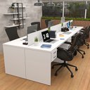 Ver imagem 1 de Estação de Trabalho Mesas 120x60cm 6 Lugares C/gav Netmobil - Branco