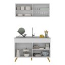 Ver imagem 6 de Armário de Cozinha Compacta 120cm Veneza Multimóveis V2140 Branco/Dourado