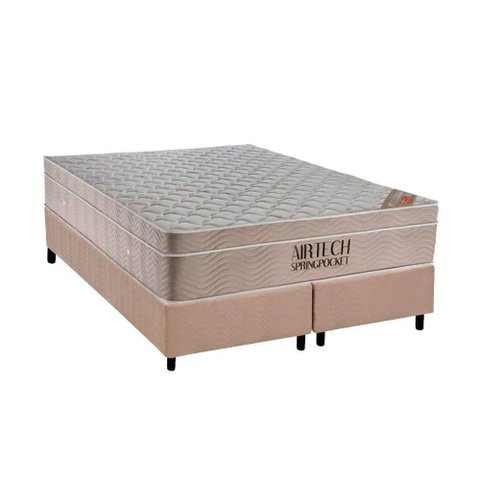 Cama Box Queen: Colchão Molas Masterpocket Ensacadas Ortobom Airtech + Base Crc Suede Clean (