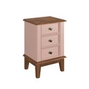 Ver imagem 1 de Mesa de Cabeceira Rústica Madeira Maciça 3 Gavetas Rosa - Apaixone & Decore