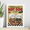 Ver imagem 1 de Quadro Cozinha Dachshund - Hot Dog 45x34cm - com Vidro:madeira Preta