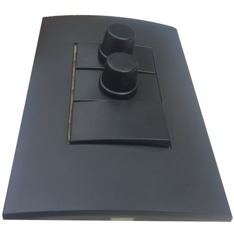 Conjunto 4x2 Linha Ebony Clean Acetinado Margirius 4x2" 2 Dimmer 127 V + 1 Interruptor Simples
