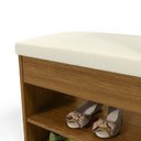 Ver imagem 3 de Sapateira Multiuso Hl com Gaveta e Assento Almofadado Cor Cumaru / Off White