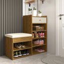 Ver imagem 1 de Sapateira Multiuso Hl com Gaveta e Assento Almofadado Cor Cumaru / Off White