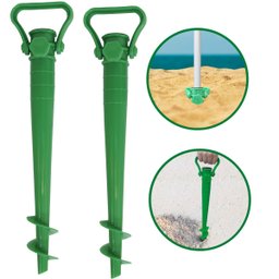 2 Suportes Guarda Sol Praia Porta Vara Pesca Furador Saca Areia 38 cm Importway Iwsasgsvd Verde - 1