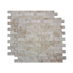 Mosaico Angra Aspecto Spacato Bege 28x28 Cm Travertino Nacional Pietra Bella Mosaico de Mármore - 1