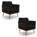 Ver imagem 1 de Kit 02 Poltronas Mari Linho Preto A79 Pés Palito Castanho - D’Rossi