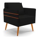 Ver imagem 3 de Kit 02 Poltronas Mari Linho Preto A79 Pés Palito Castanho - D’Rossi