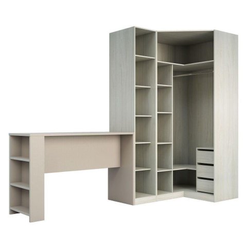 Guarda Roupa Cabideiro E Bancada Crema Com Connect