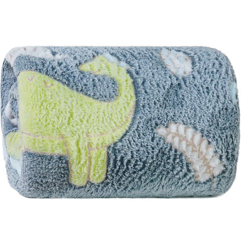 Manta Solteiro Brilha no Escuro New 150x220cm Cinza Dino