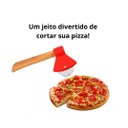 Ver imagem 4 de Cortador Pizza Machadinha Vermelho Fatiador Aço Inox Cabo