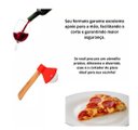 Ver imagem 2 de Cortador Pizza Machadinha Vermelho Fatiador Aço Inox Cabo
