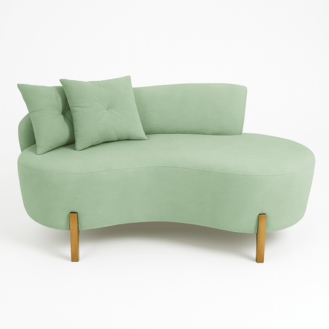 Sofá Orgânico 2 Lugares C/2 Almofadas Curvo Sala Recepção Boucle Verde - Montanaris Decor