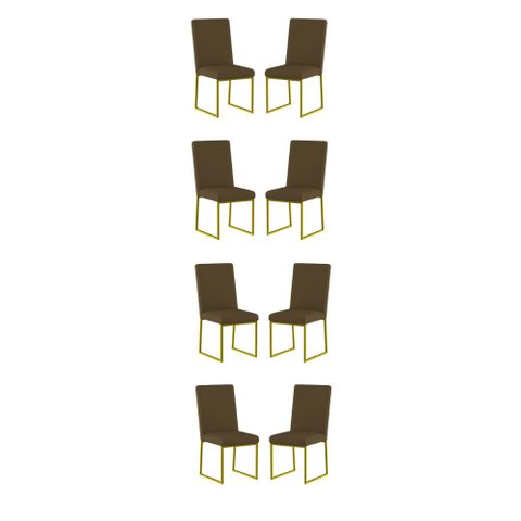 Kit 8 Cadeiras para Mesa de Jantar Base Industrial Dourado Balaqui Cor:marrom