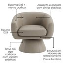 Ver imagem 4 de Poltrona Decorativa Cave Base Giratoria Courino Tcs 726 Moll