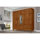 Ver imagem 1 de Guarda Roupa Casal Chicago 11 Portas 4 Gavetas C-espelho - Rustico -castanho -chicago Embuia