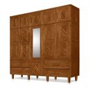 Ver imagem 3 de Guarda Roupa Casal Chicago 11 Portas 4 Gavetas C-espelho - Rustico -castanho -chicago Embuia