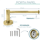 Ver imagem 4 de Porta Papel Higienico Dourado Brilhoso Papeleira de Parede Aço Inox Suporte Papel Acessório Banheiro