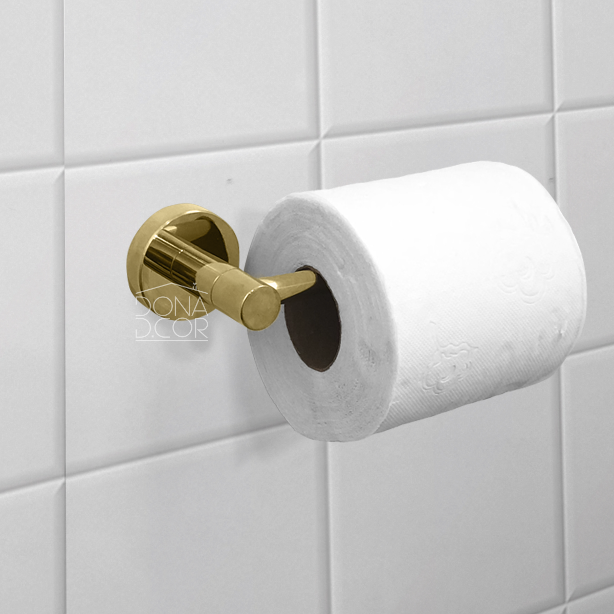 Porta Papel Higienico Dourado Brilhoso Papeleira de Parede Aço Inox Suporte Papel Acessório Banheiro - 2