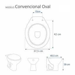 Assento Sanitário Almofadado Astra Convencional Oval Universal Cinza Escuro - 3